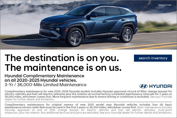 Hyundai Complimentary Maintenance on all 2020-2025 Hyundai Vehicles